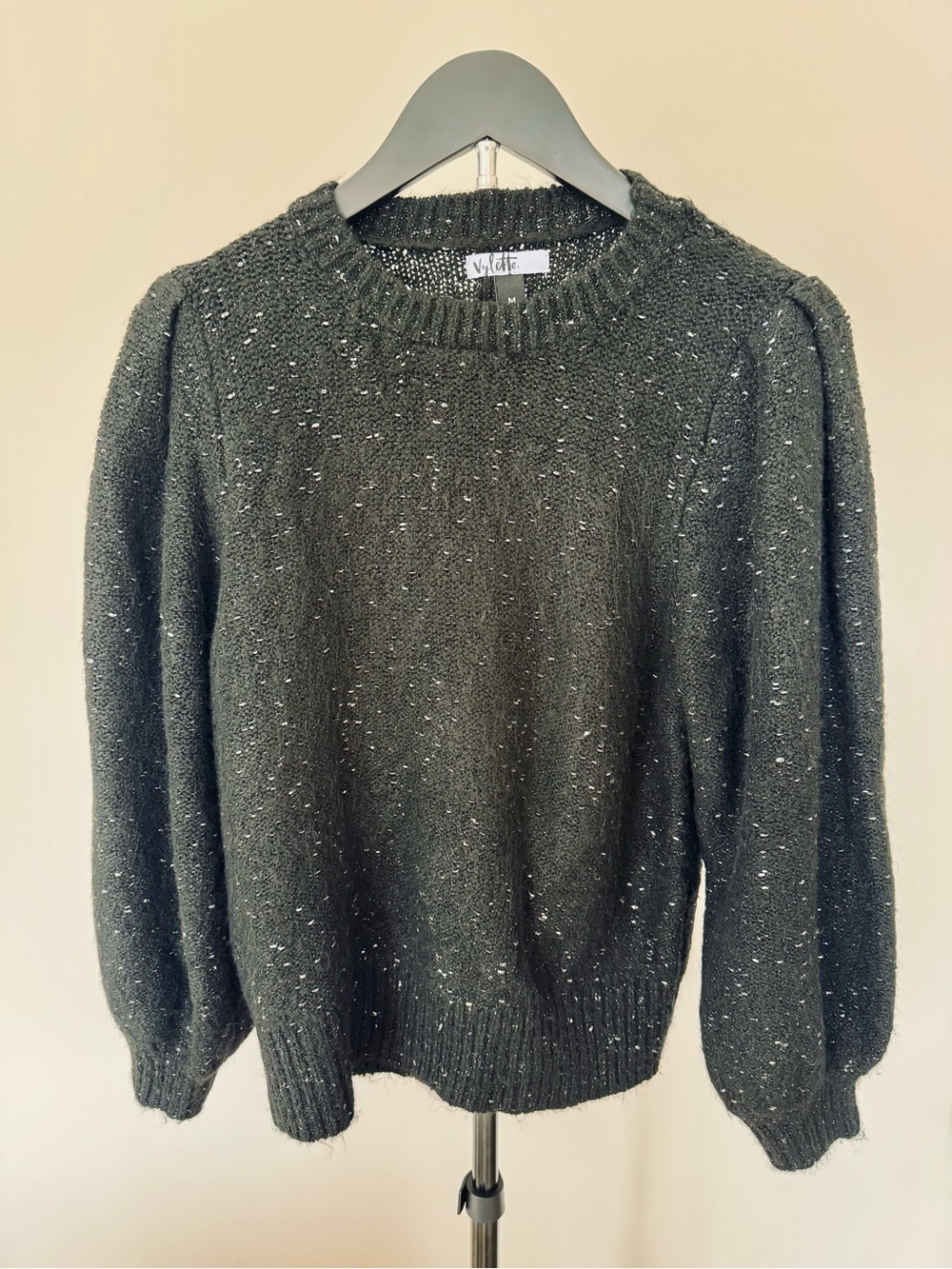 Black Speckled Crewneck Sweater